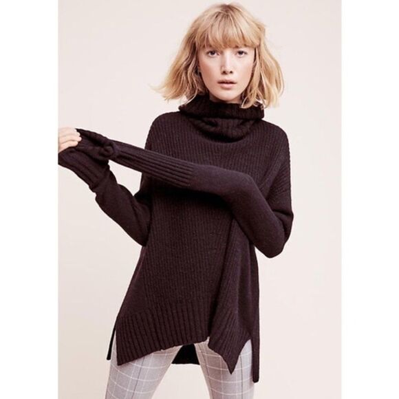 Anthropologie Sweaters - Anthropologie Moth Black Rib Knit Turtleneck Sweater